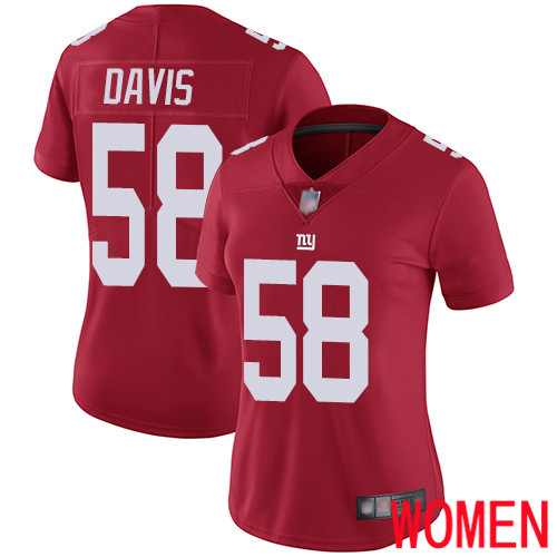 Women New York Giants #58 Tae Davis Red Limited Red Inverted Legend Football NFL Jersey